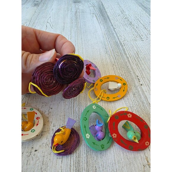 Vintage wooden duck bird mini ornament Easter spring nest Xmas tree - Picture 5 of 8